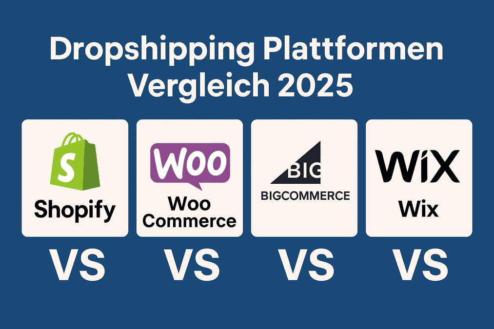 Dropshipping Plattformen Vergleich 2025 – Shopify vs. WooCommerce vs. BigCommerce vs. Wix